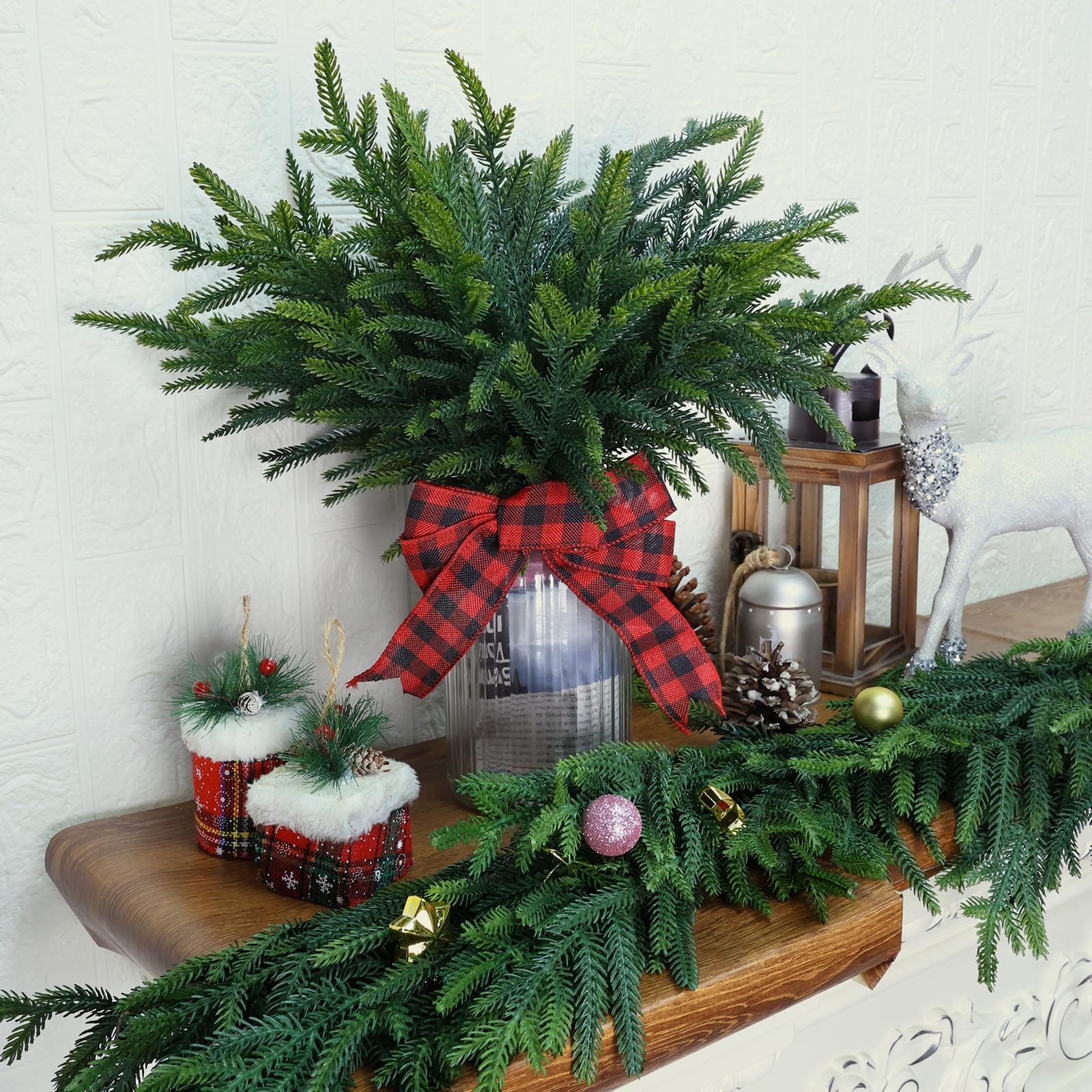 12 Pcs Pine Branches – Real Touch Artificial Pine Stems – Christmas Greenery …