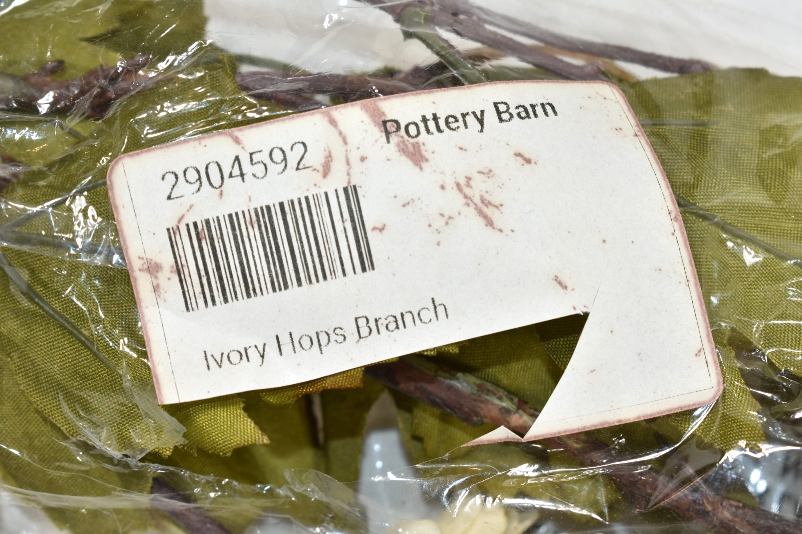 Pottery Barn Faux Ivory Hops Branch Artificial Flowers 42″ Stem NEW