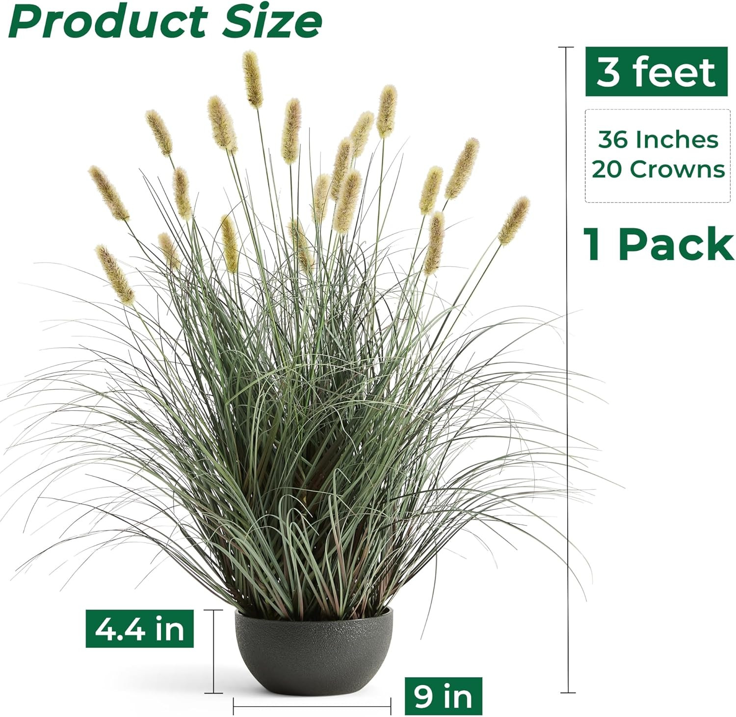 3Ft Artificial Onion Grass Plant – Potted Faux Greenery for Indoor/Outdoor Decor