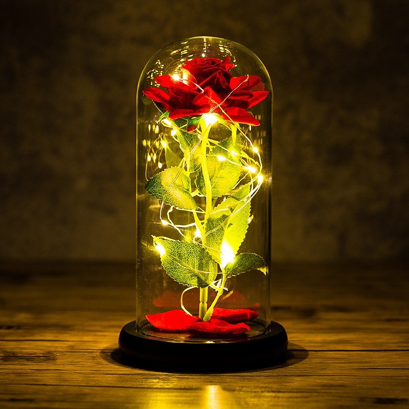 Eternal Rose in Glass Dome LED Light – Valentine’s Day Gift for Her, Anniversary