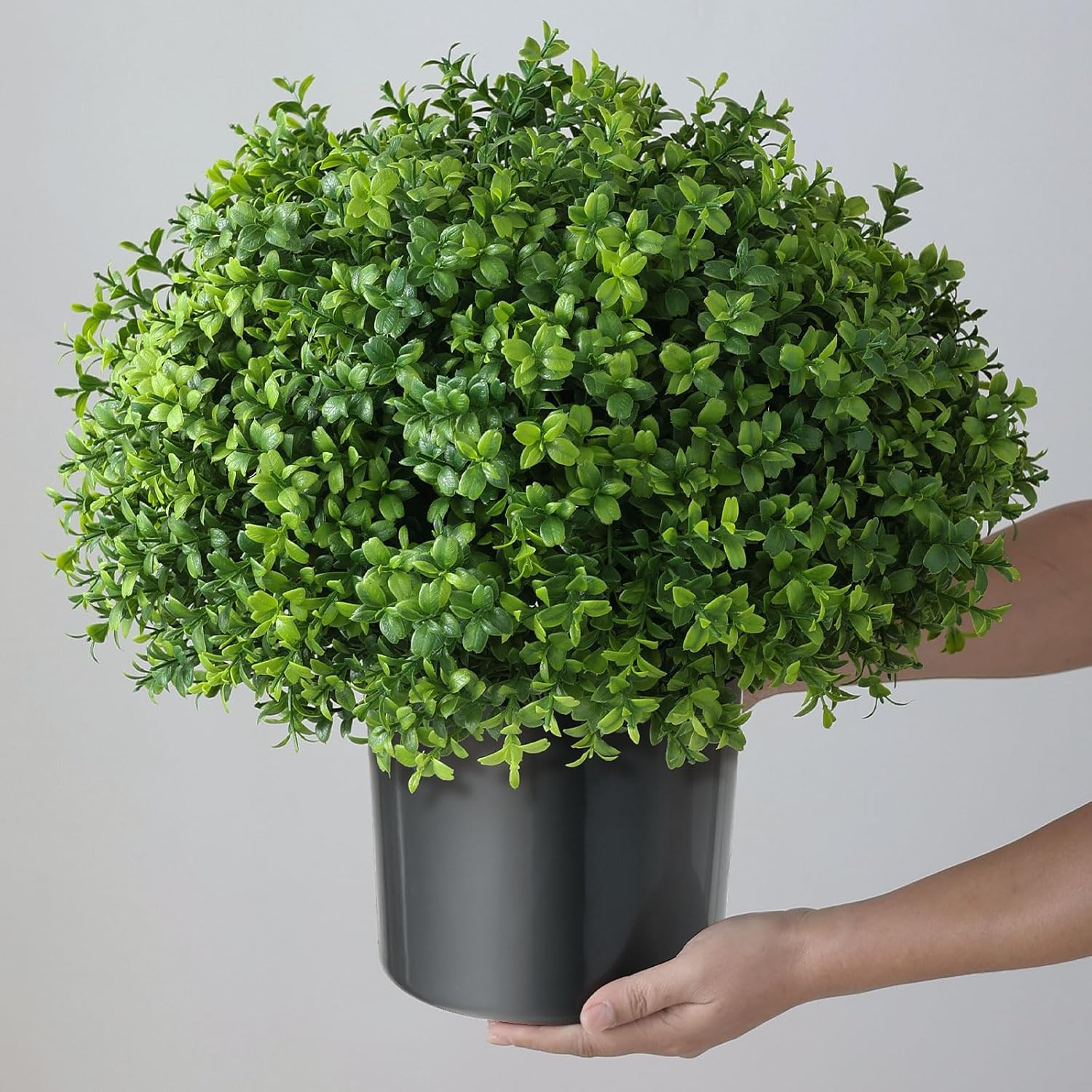 Set of 2 Artificial Boxwood Topiary Ball Trees UV Resistant Potted Plants