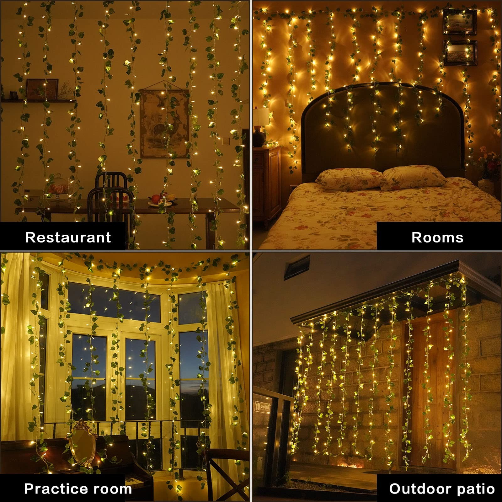 Led Ivy Vine Lights 12 Pack 9.4 FT * 6.2 FT Artificial Ivy with 240 Curtain L…