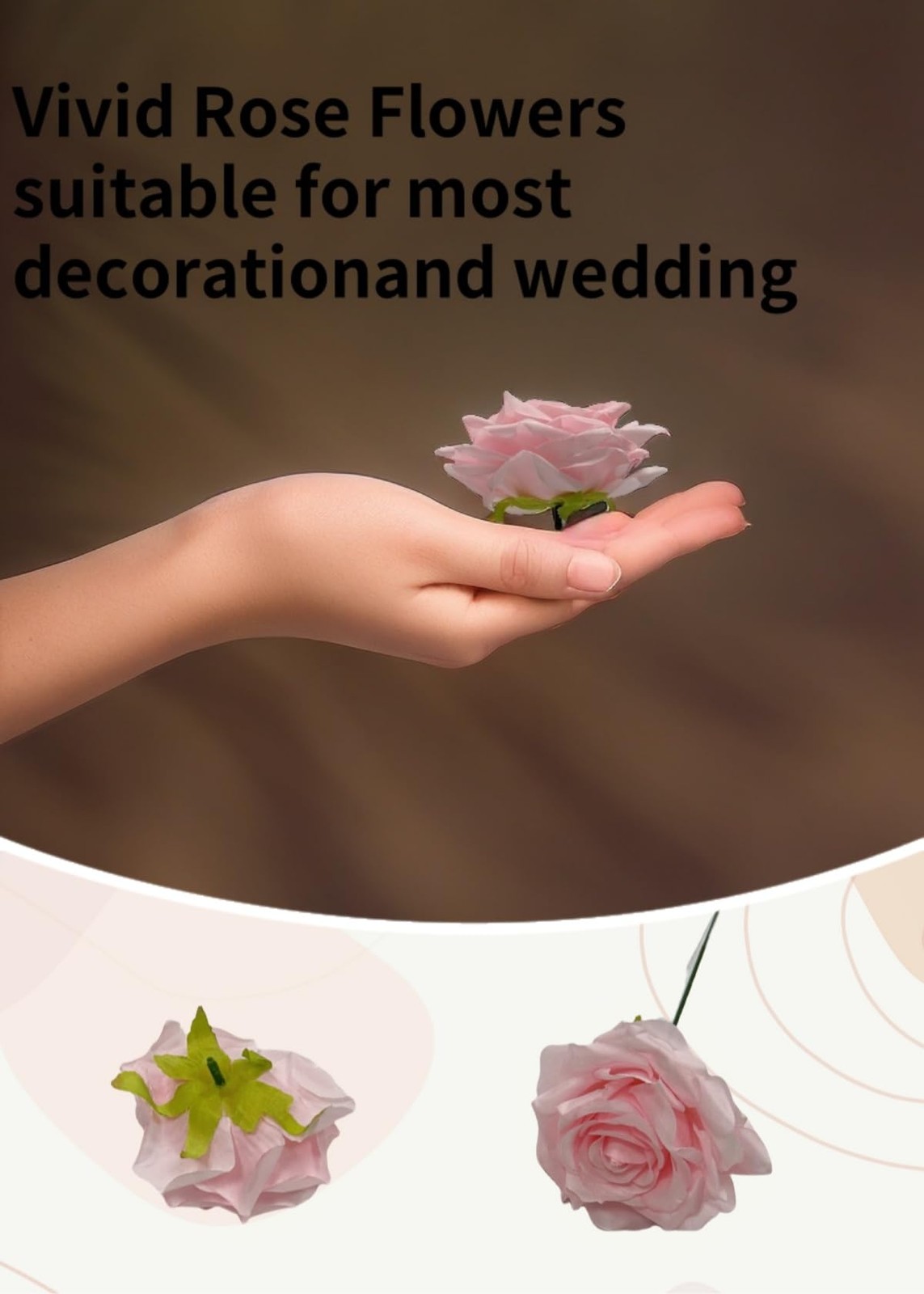 Fake Flower Heads for Craft 3.8 Inch Pink Rose Heads Artificial Flowers 36 PCS