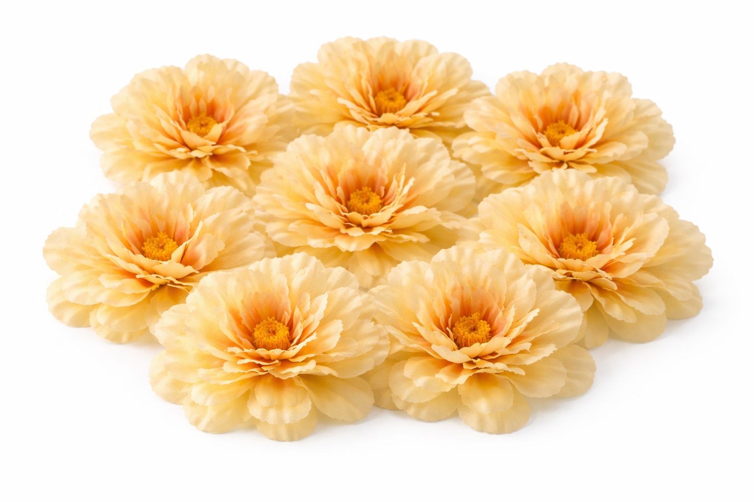 Peach Peony Flowers Set of 8 Faux Blooms 5 Inch Floral Heads Wired Craft Wreath
