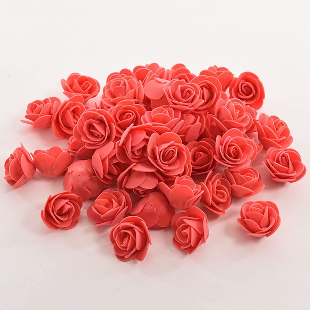 Mini Fake Roses 3.5cm Red Foam Artificial Flowers DIY Crafts Decoration 100 PCS