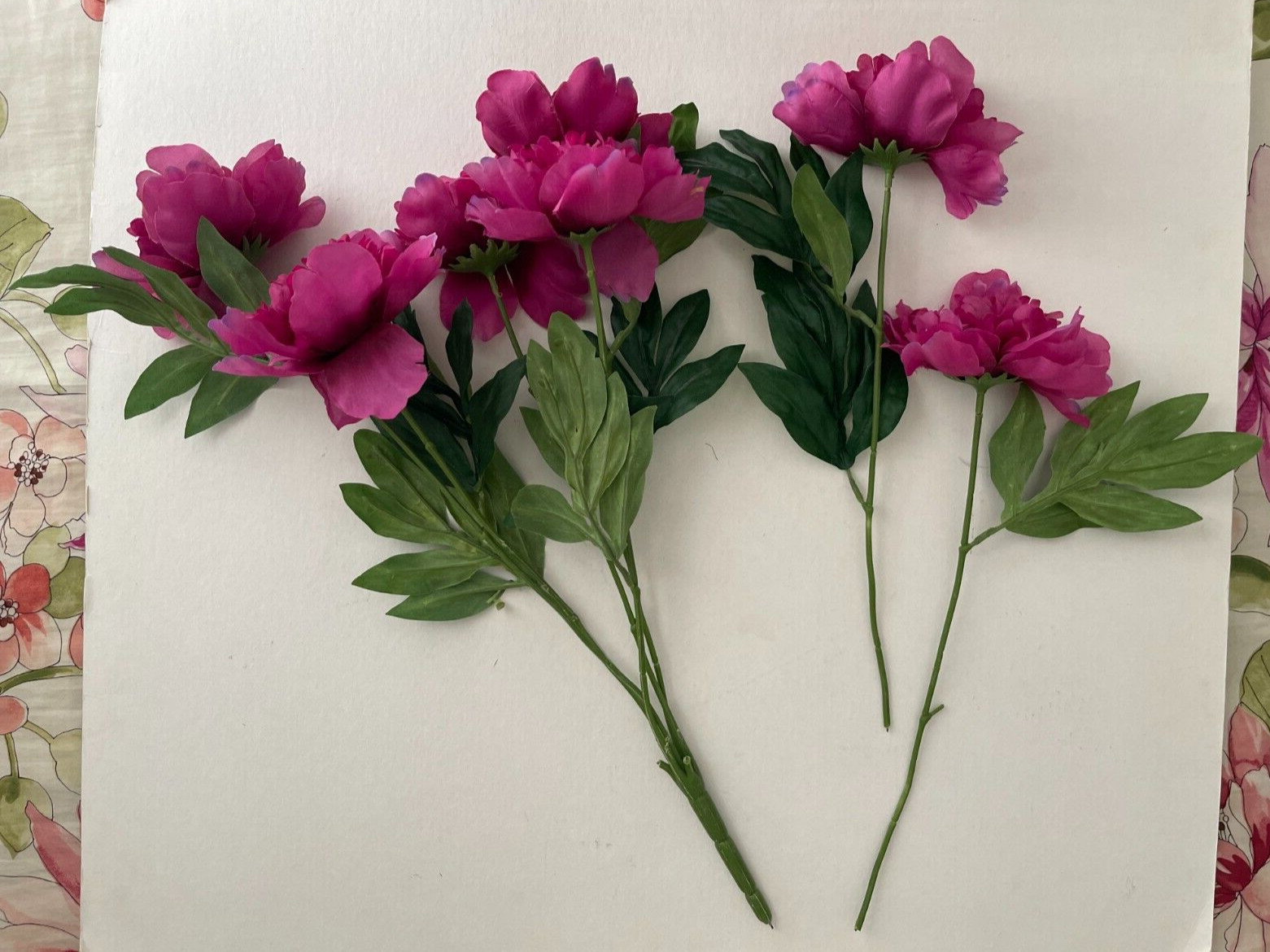 Purple Rose Peony, Faux Silk Floral Spray Bush, Artificial Bouquet, 20″ Height