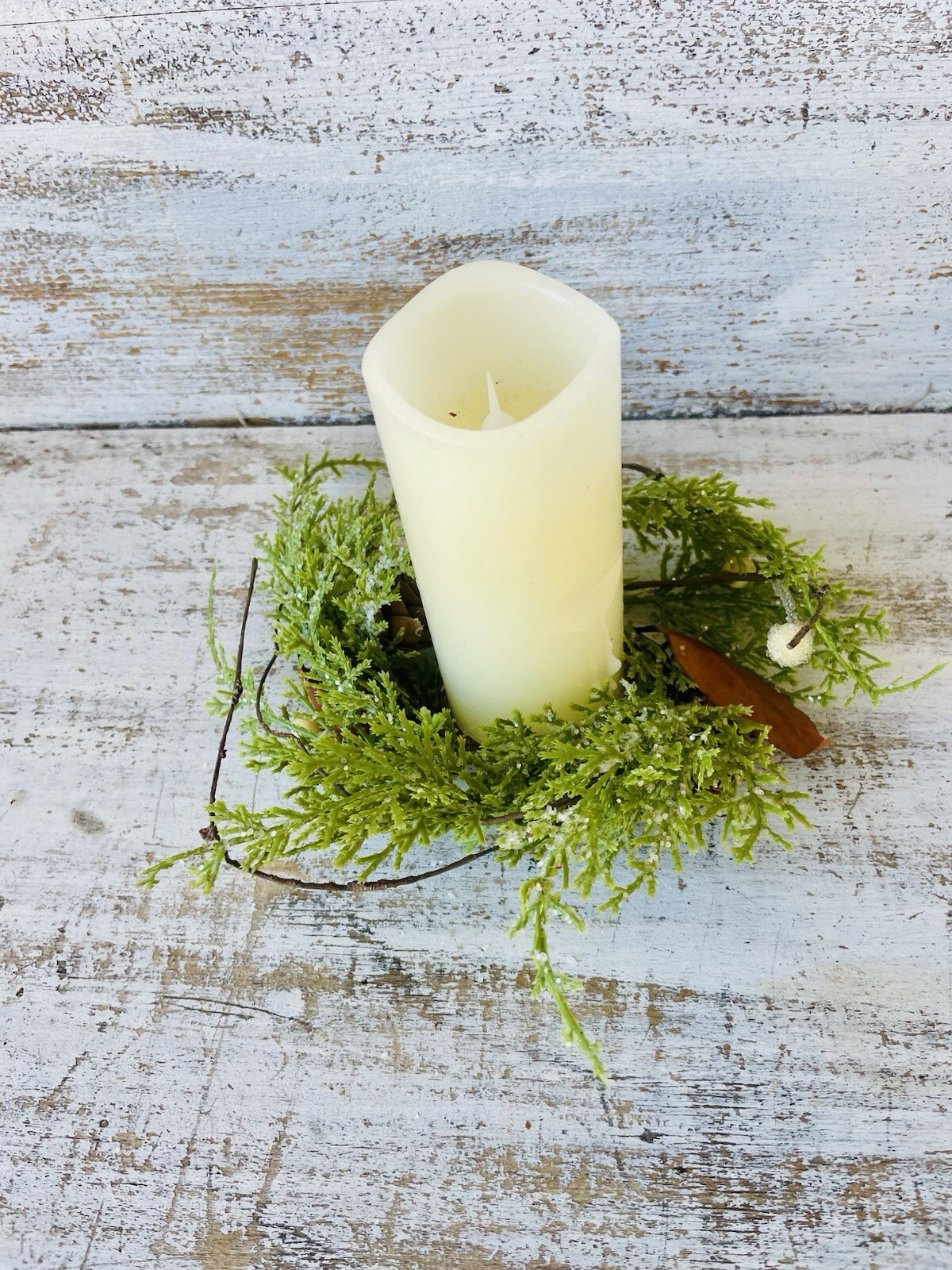 Brown Leaf Cypress Mini Wreath Greenery Ring