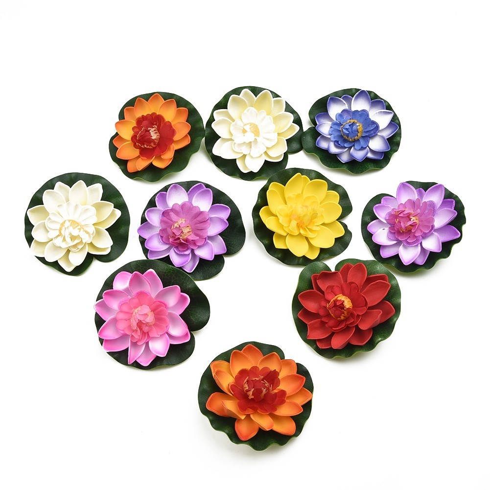 Fake Artificial Lotus Flower Water Lily Floral 10cm/4″ Outdoor decor 10pcs/set