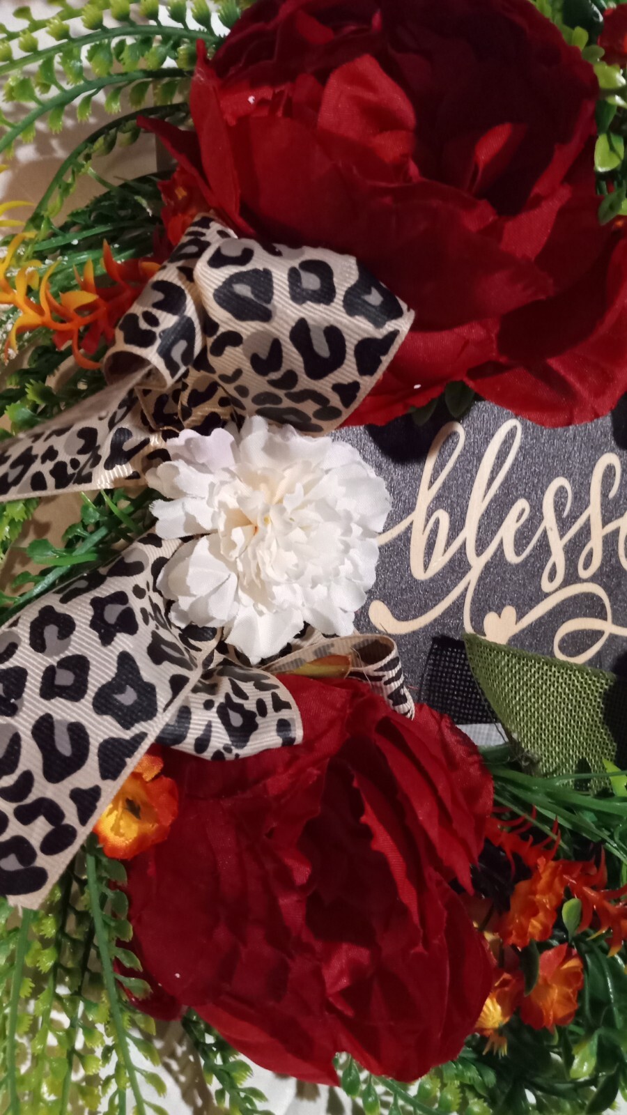 Blessed Wreath Year Round Wreath Cheetah-Wreath Everyday Wreath Font Door Wreath