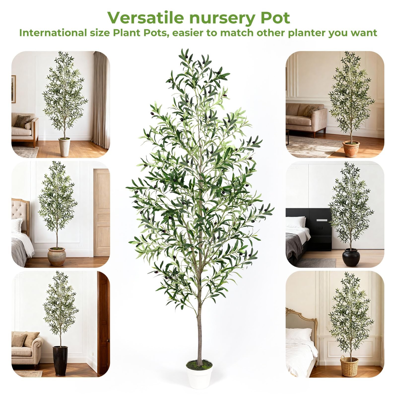 Artificial Olive Trees with Lifelike Natural Trunk, Leaves, Moss and Fruits, …
