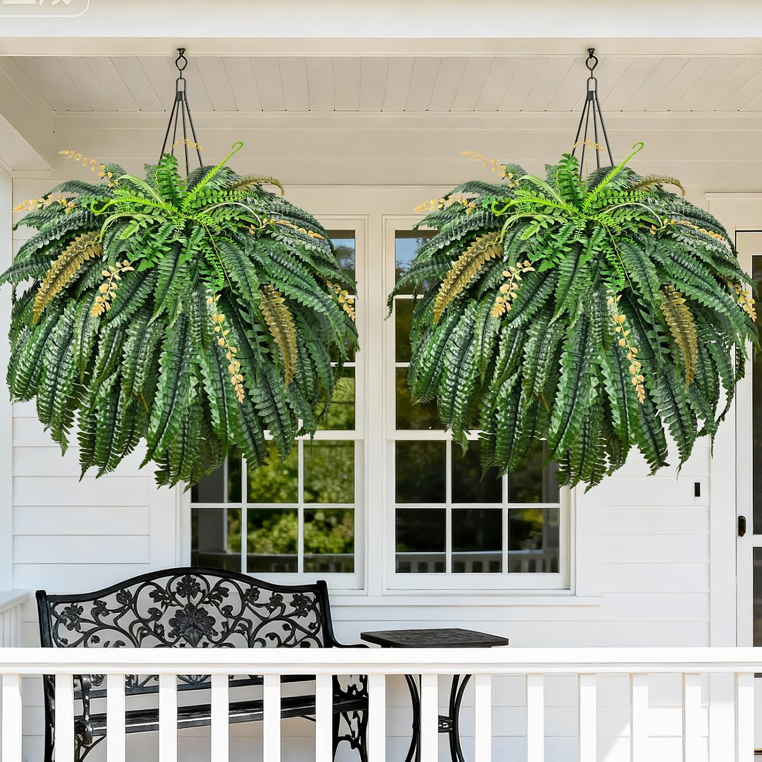 2PCS [133 Leaves Full Fake Ferns] Large Artificial Plants Outdoor, 48Inch Artifi