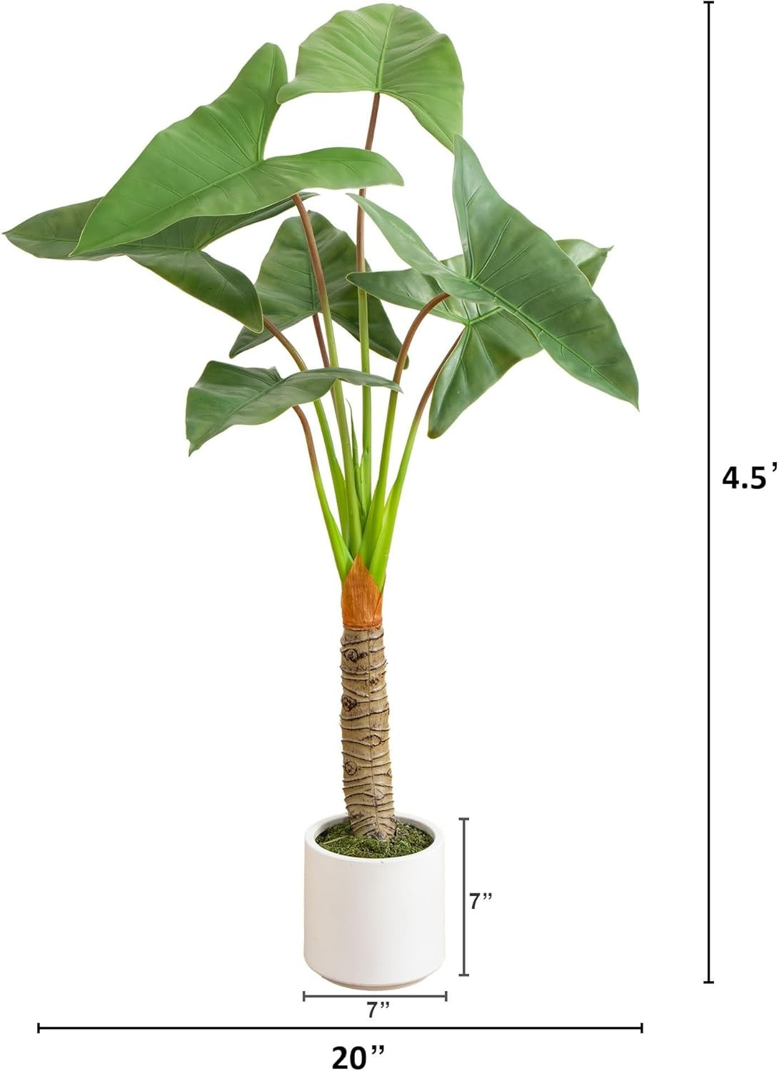 4.5Ft Artificial Arrowhead Philodendron in White Planter – Lifelike Decor