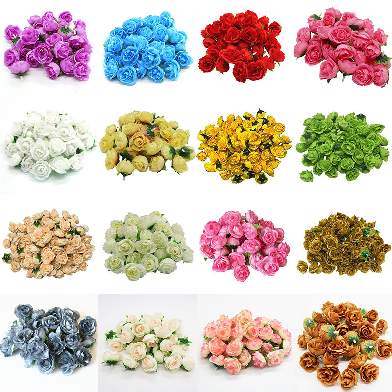 50/200X Artificial Fake Rose Flower Heads Silk Bulk Bouquet Wedding Party Decor