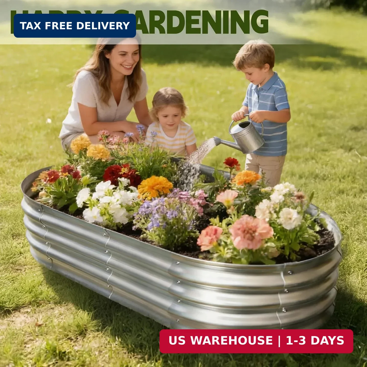 Galvanized Raised Garden Bed Outdoor, Large Raised Bed for Gardening, 4x2x1ft Me