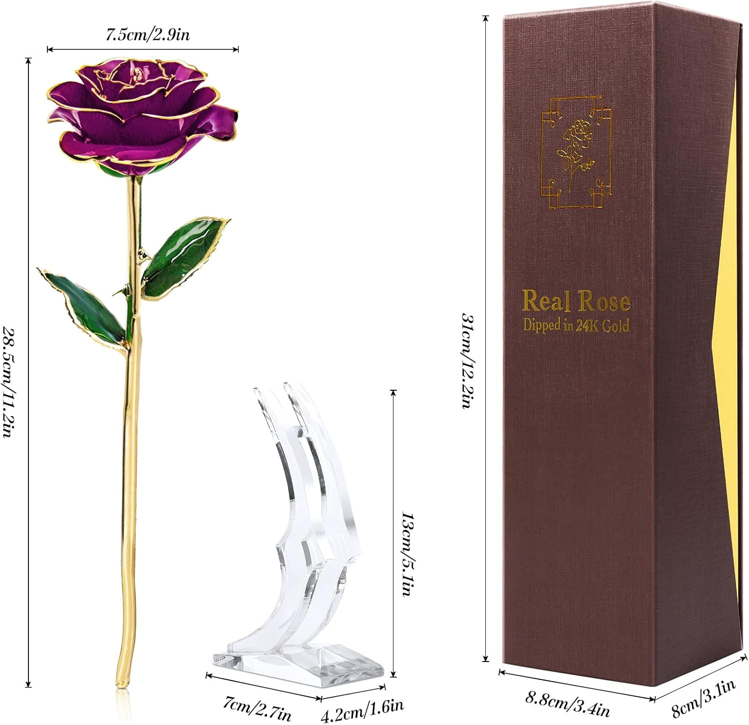 Gifts for Women Mom Gold Dipped Rose 24k Gold Dipped Real Rose Lasted Forever wi
