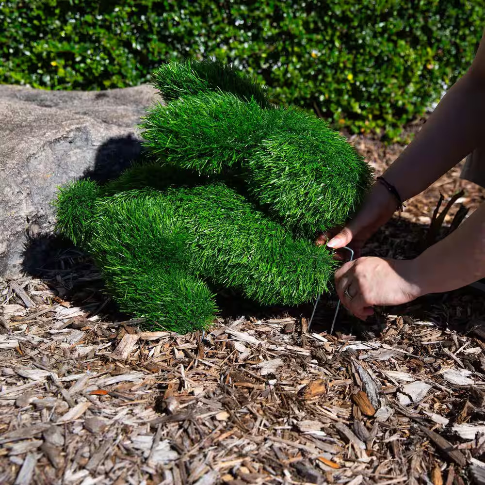 14In. UV Resistant Artificial Grass Garden Plush Topiary Bunny Rabbit (Indoor/Ou