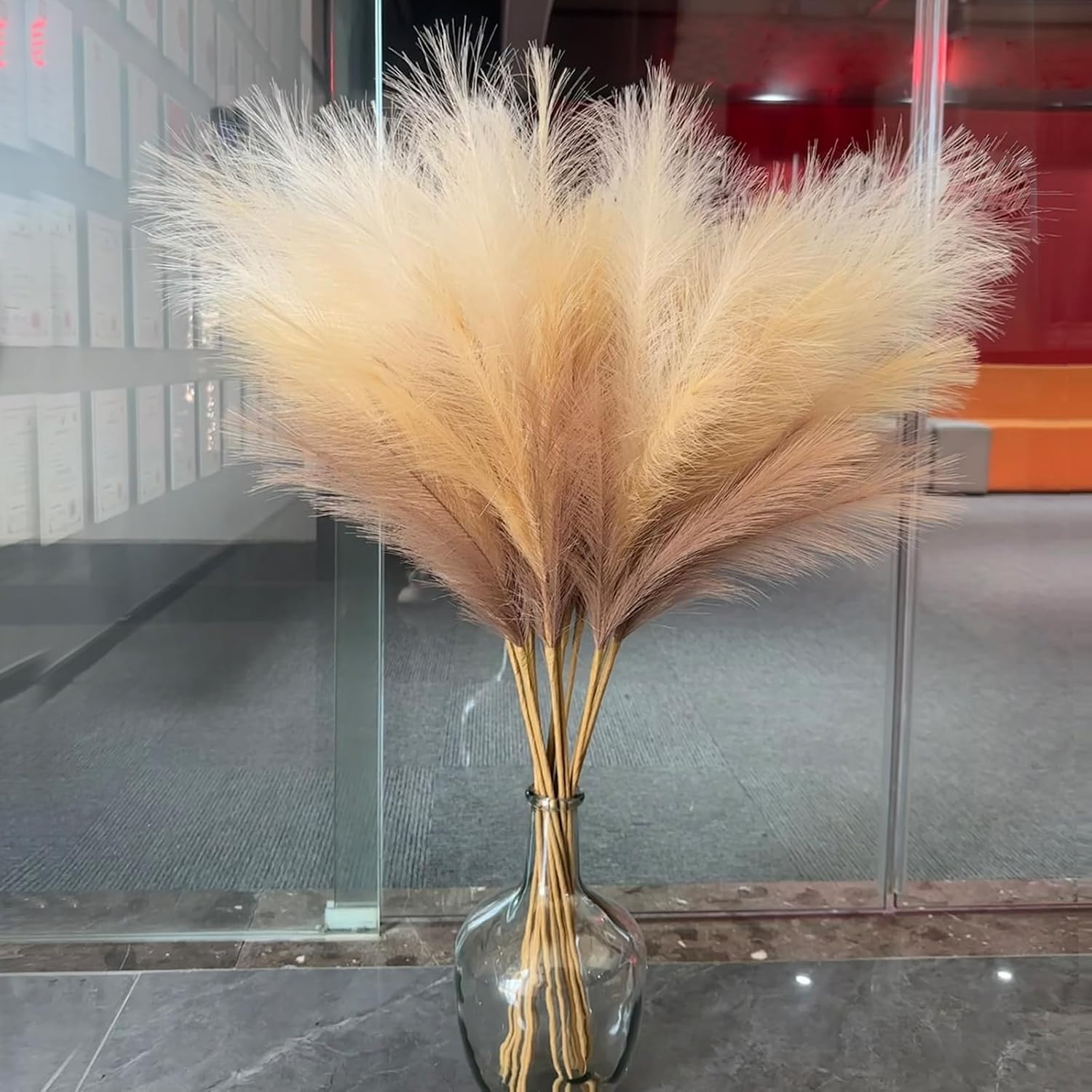 38″ 10 Stems Faux Pampas Grass Decor – Tall Pampas Grass for Floor Vase, Boho Ho