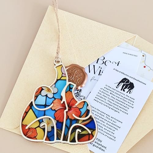 Handcrafted Elephant Ornament – Symbol of Loyal Wood & Acrylic Gift for Love