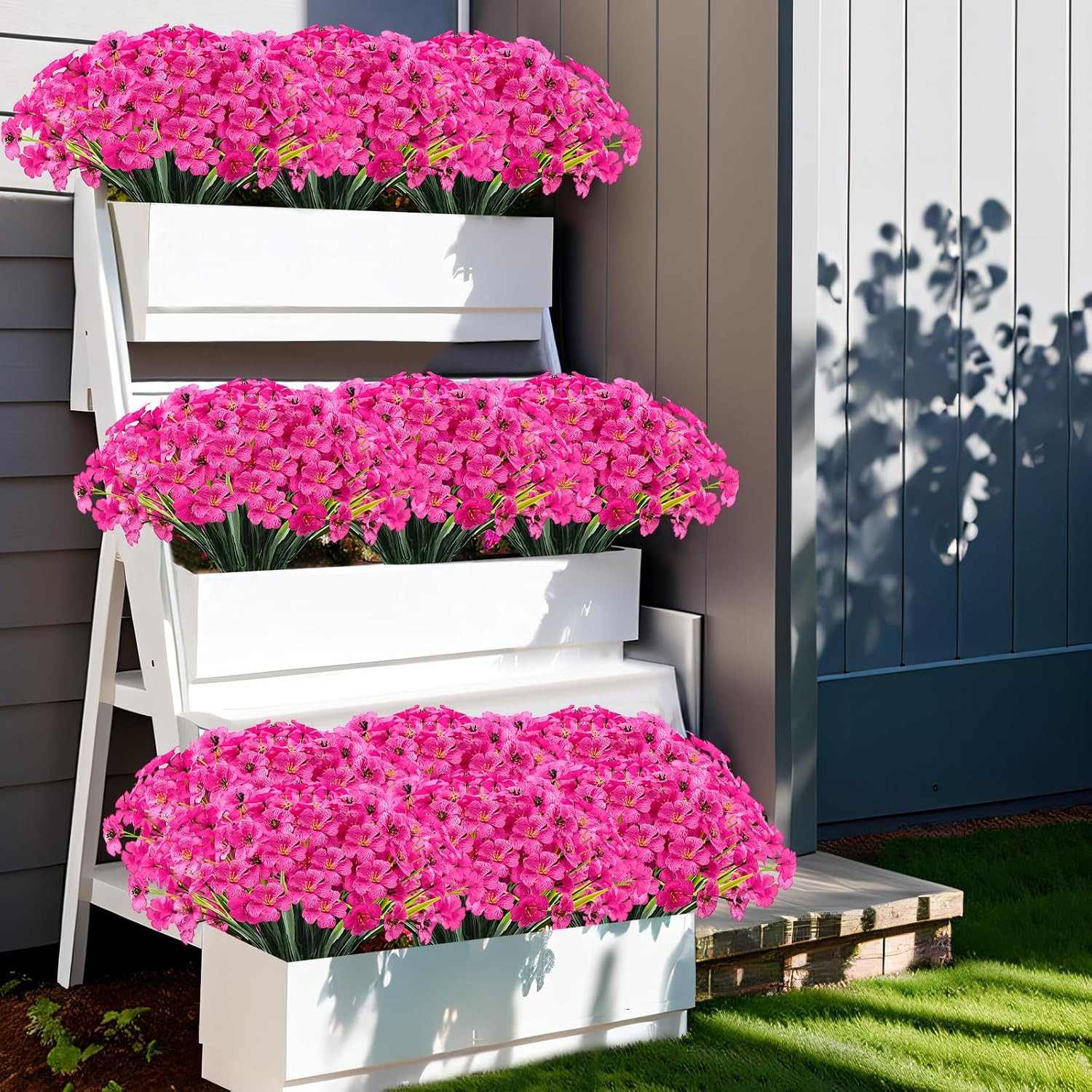 20 Bundles Outdoor Artificial Flowers UV Resistant with Faux Silk Flowers and No