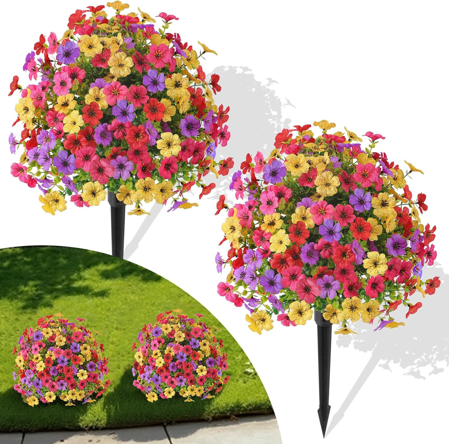 Alupssuc 2Pcs 20″ Artificial Topiary Ball Flowers for Outdoors Planters, Spring