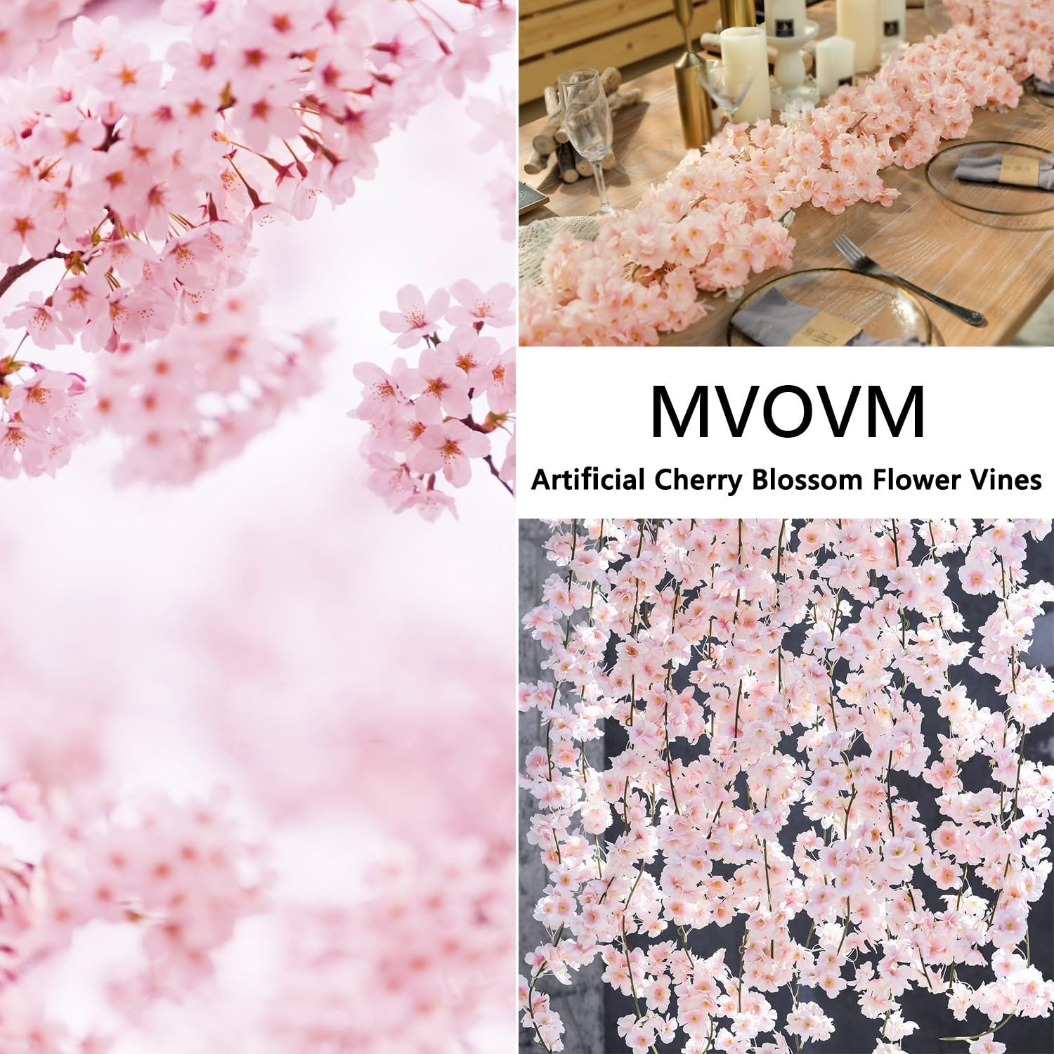 Cherry Blossom Garland Fake Cherry Flower Vines 2 Pcs Artificial Flower Garla…