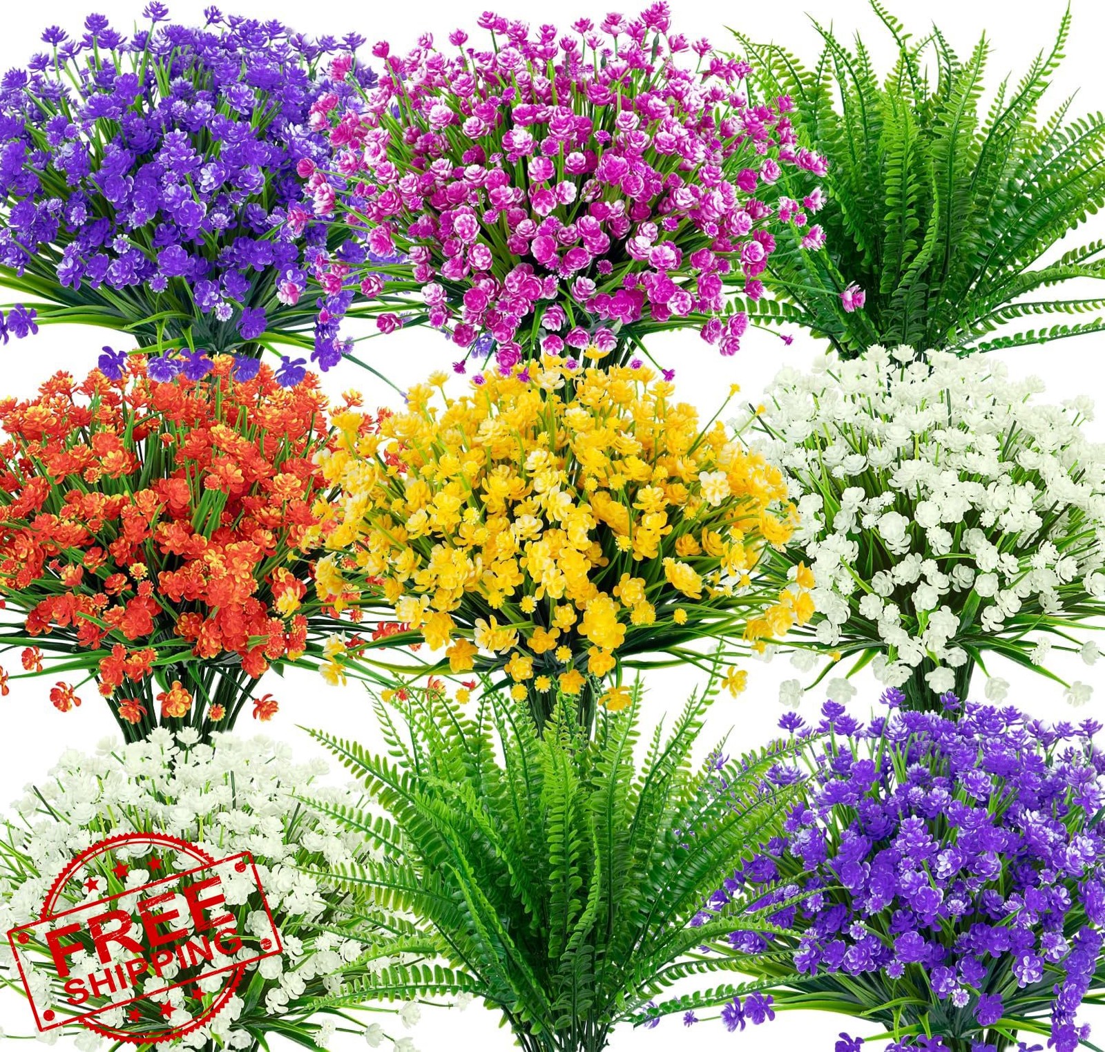 Ouddy Decor 24 Packs Artificial Flowers Mixed