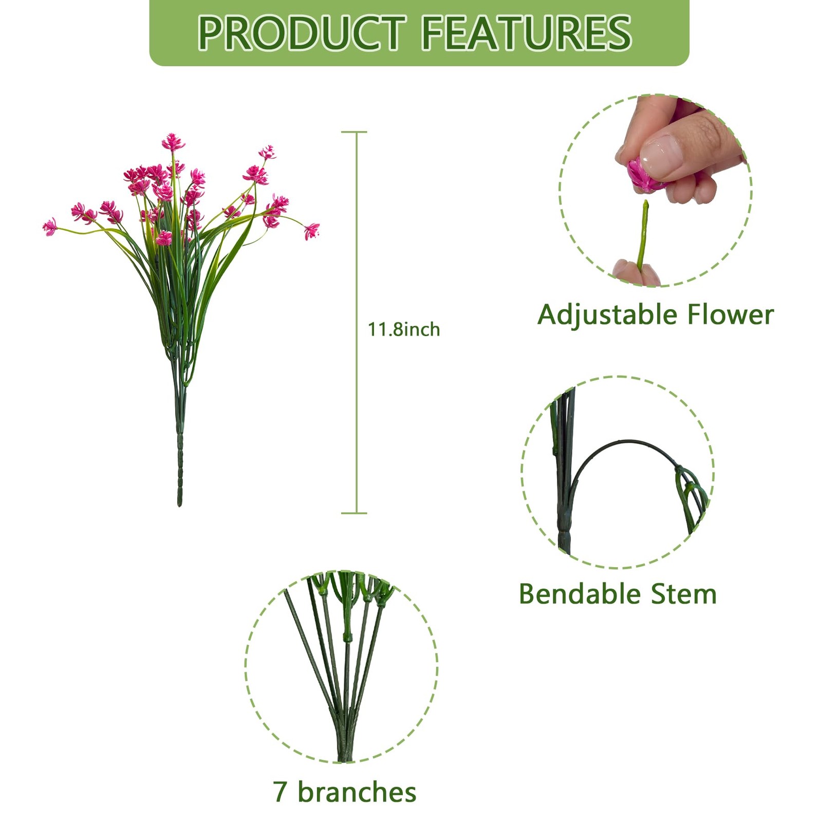 BCBLF Outdoor Flowers 12 Bundles Yellow Purple Pink Red