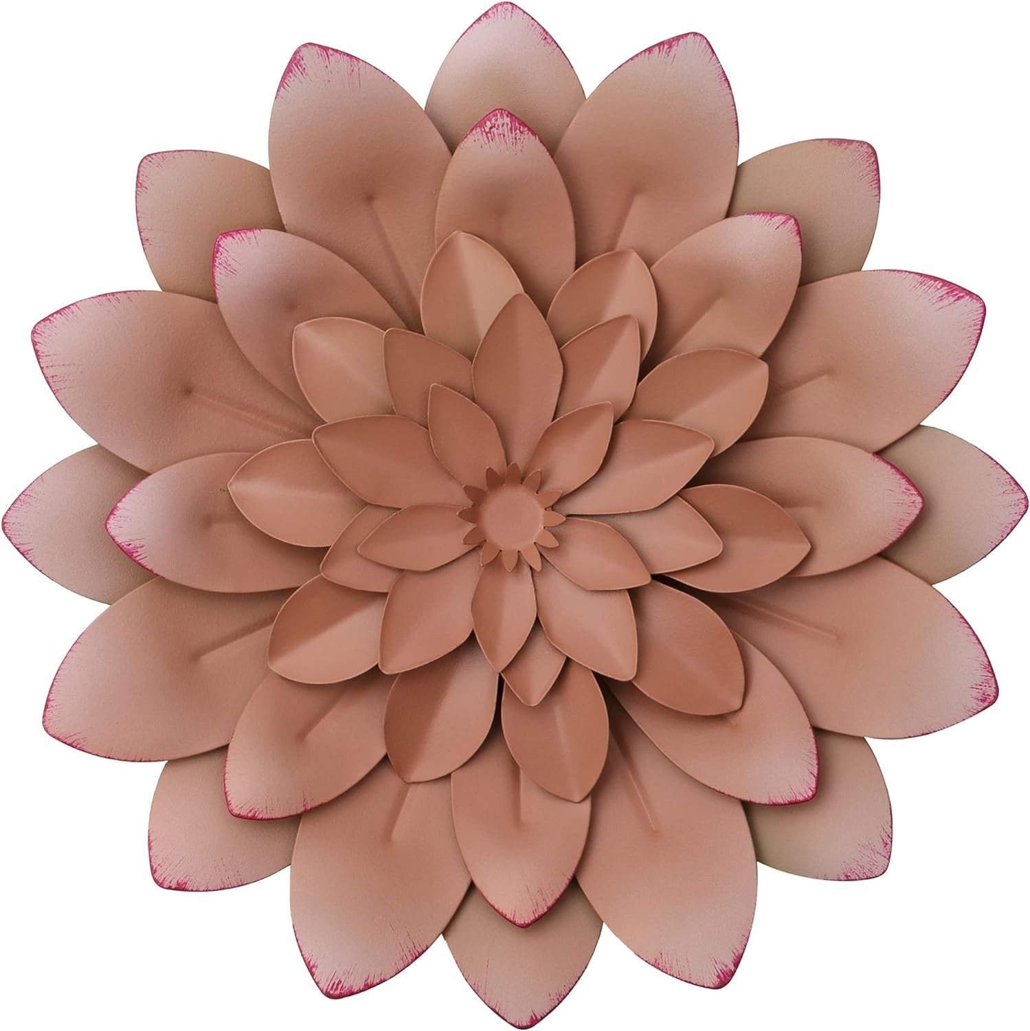 Succulent Metal Flowers Wall Decor – Pink, Hand Painted, 3D Flower Art Decora…