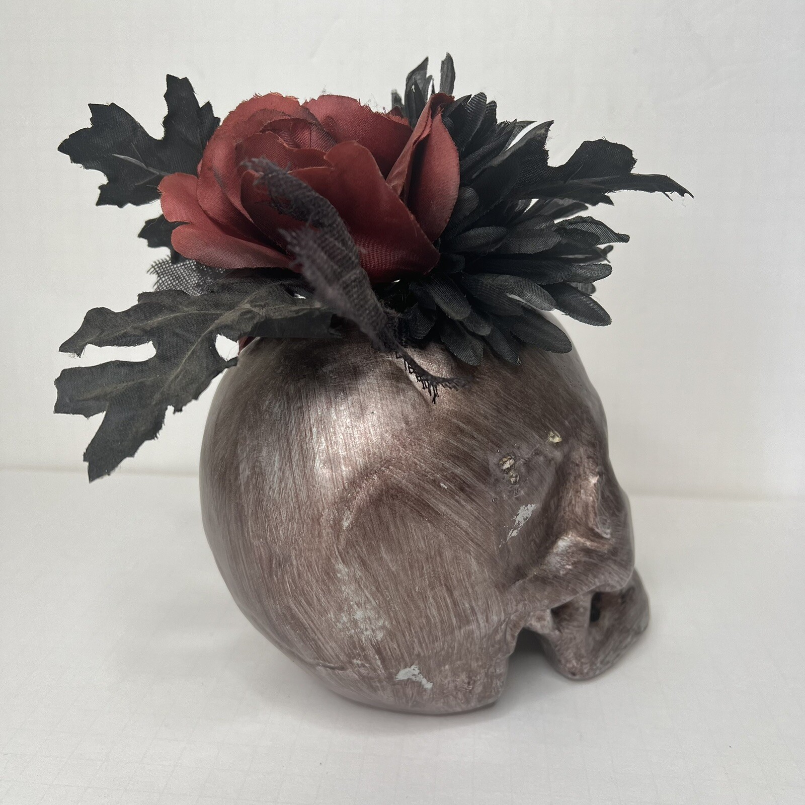 Skull Wicked Garden Halloween Decorations Goth Decor Party Flower Arrangement