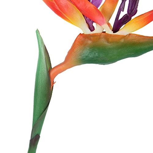 2 Pcs 32” Artificial Bird of Paradise Flowers Plants for Home Garden Orange