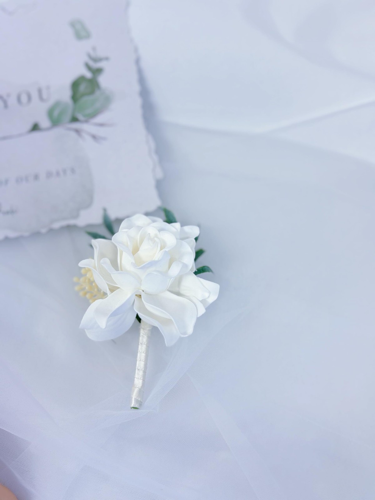 White Corsage And Boutonniere Set Wedding Flower Accessories Prom Suit Decor
