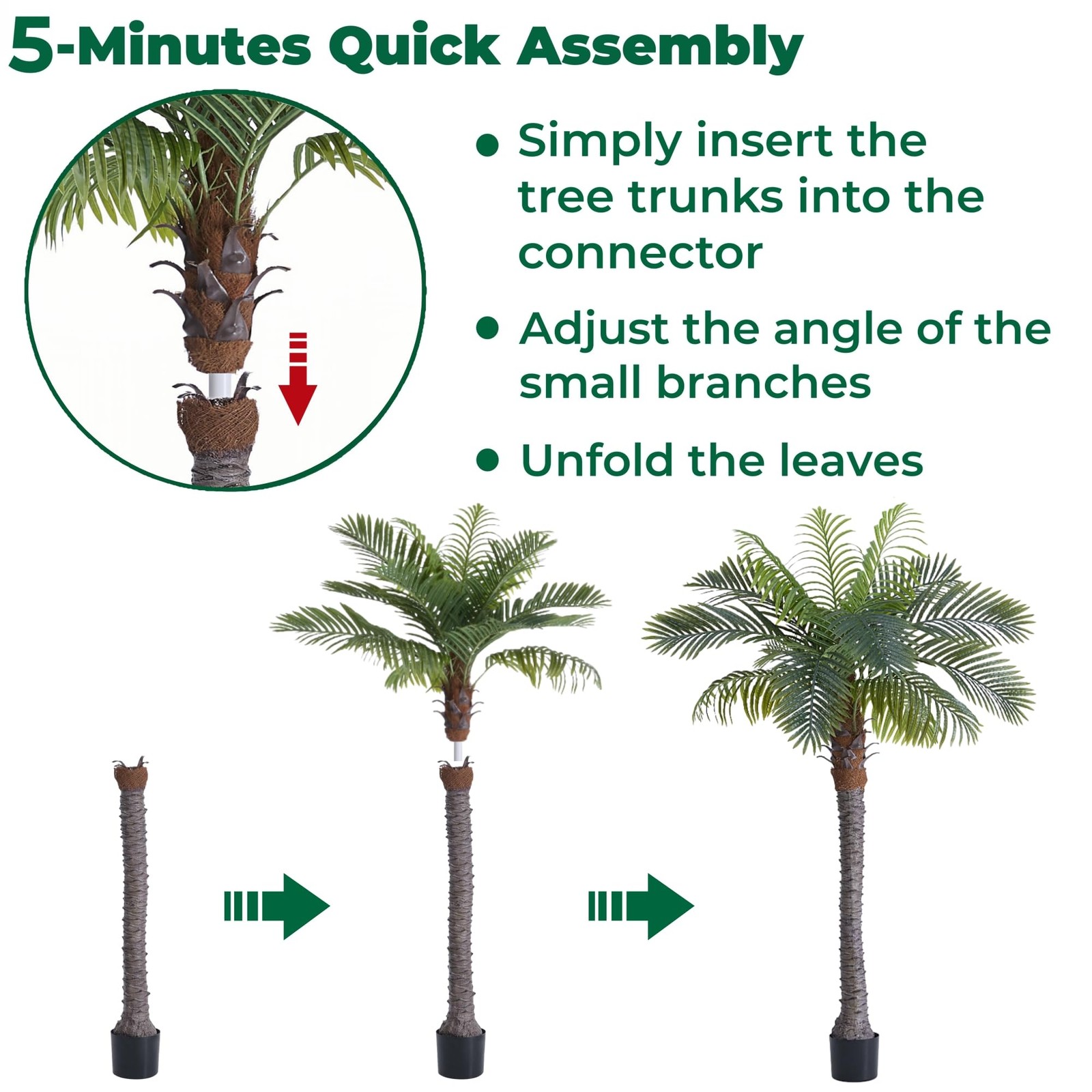 6FT Artificial Coconut Palm, Faux Coconut Silk Palm Tree, Tropical Fake Trees…