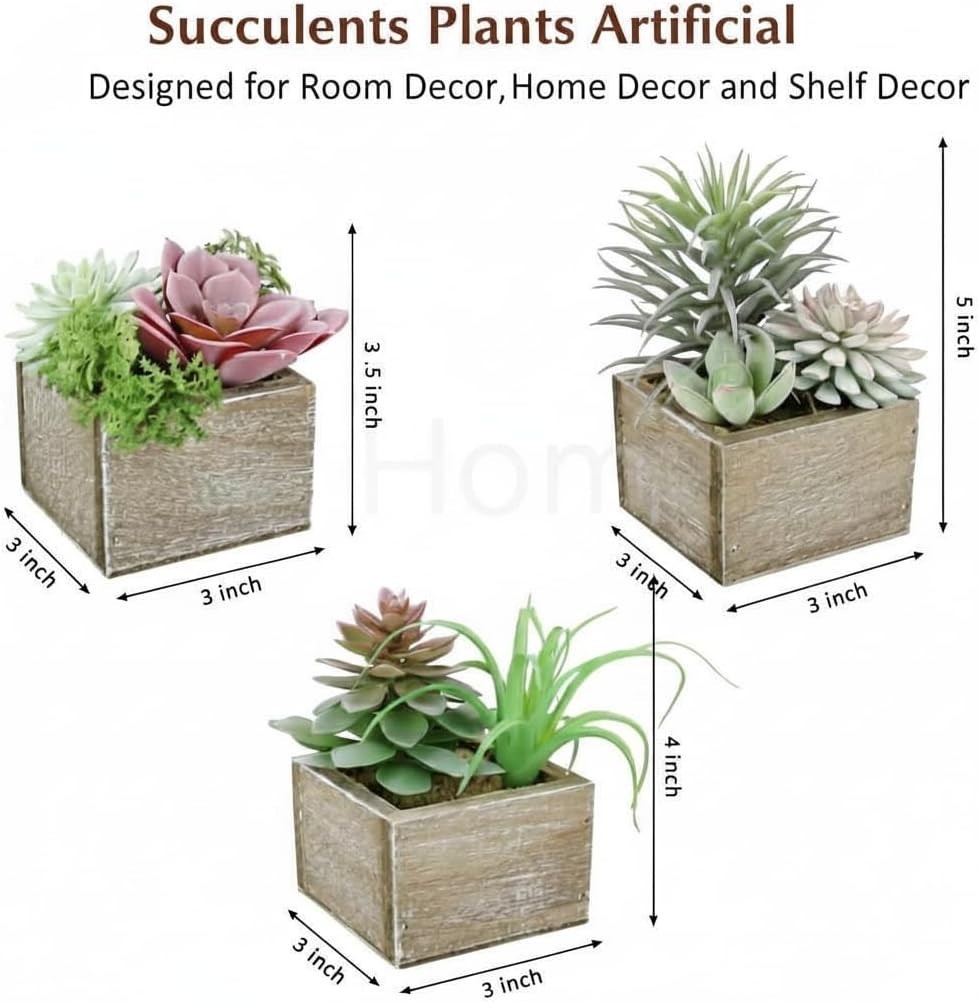 Succulent Plants Artificial for Home Bathroom Decor Fake Plants 3 Pack | Fake…