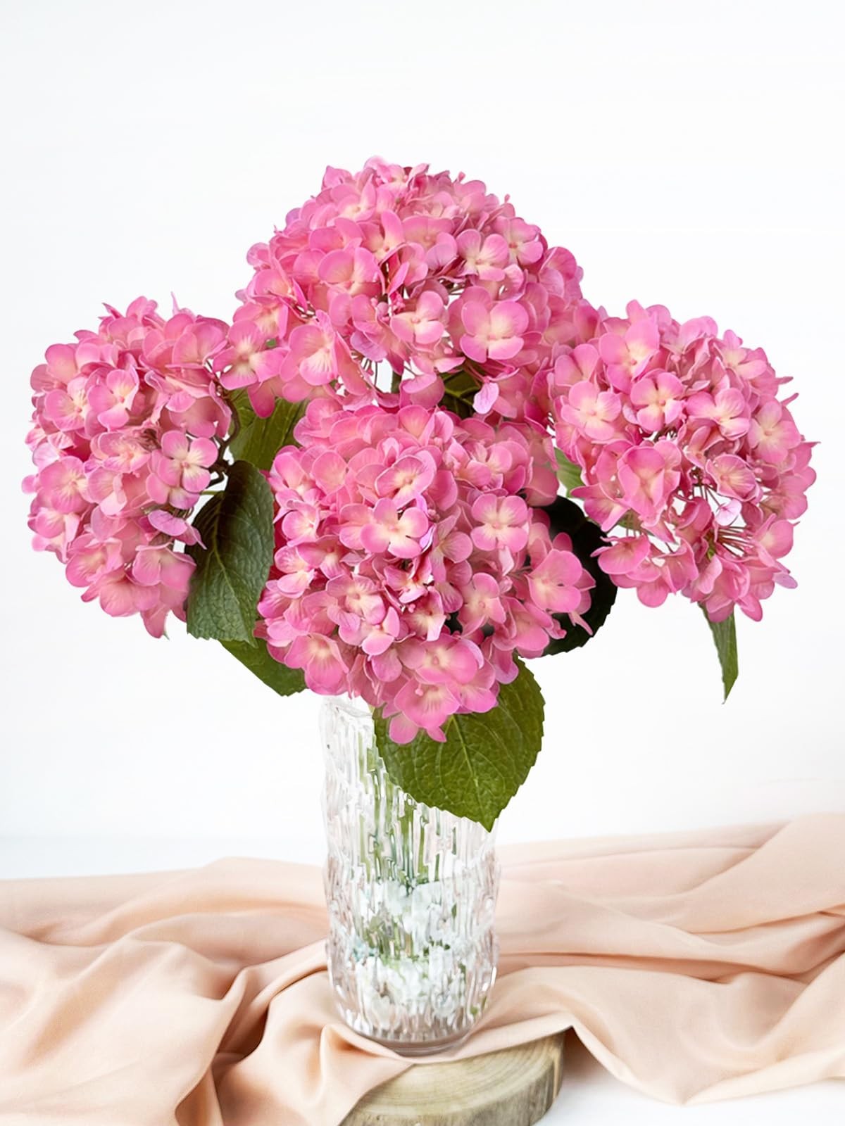 4 Pcs 20” Real Touch Hydrangeas Pink Artificial Hydrangeas Flowers Faux Late…