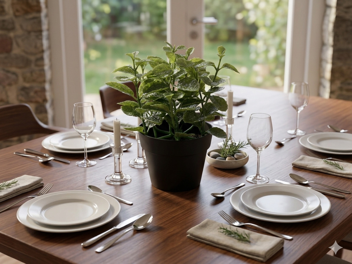 Artificial Mint Plant Faux Potted Herb Greenery Home Kitchen Office Table Decor