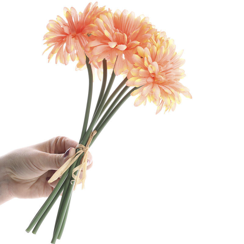 Set of 2 Peach Artificial Gerbera Daisy 10-1/2″ Bundles