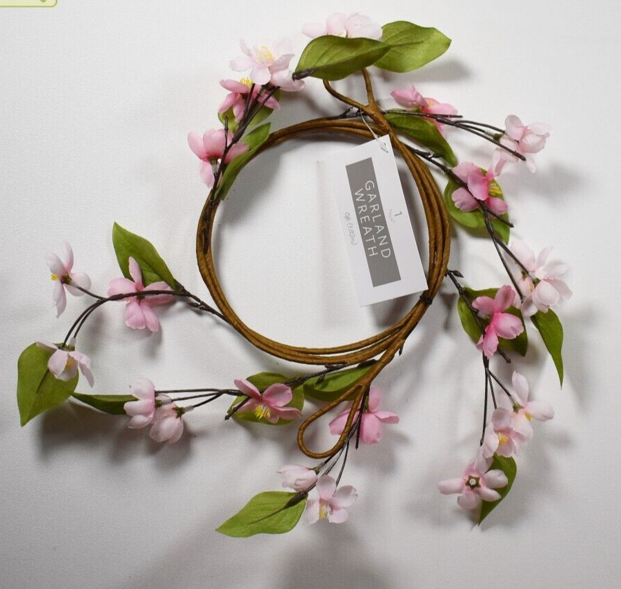 Small Garland Wreath 6″ Pink Floral Decor