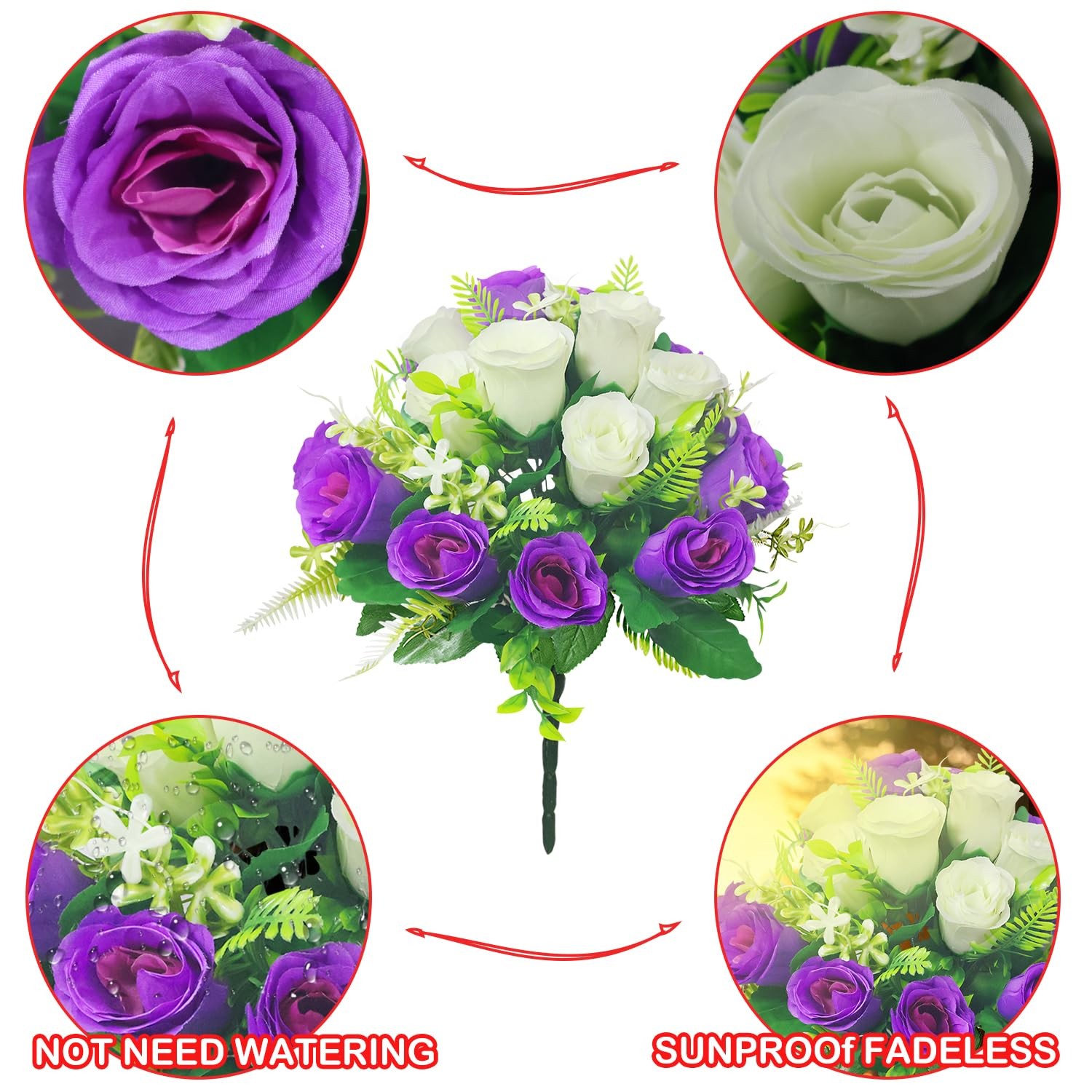 Artificial Cemetery Flowers,Cemetery Flowers for Grave,Outdoor Grave Decorati…