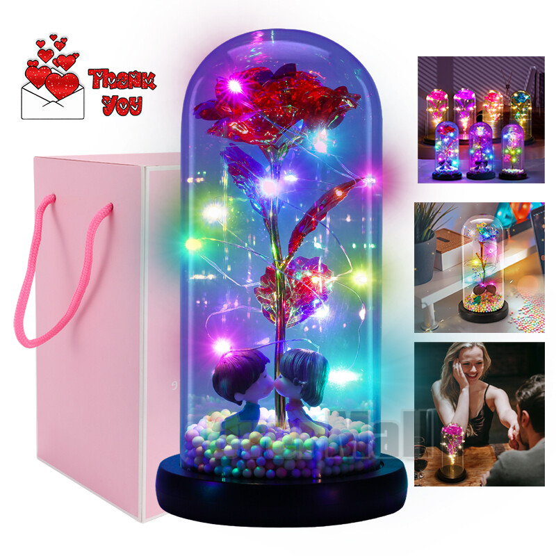 Brand New – Crystal Galaxy Enchanted LED Glass Eternal Rose Home Decor Xmas Gift