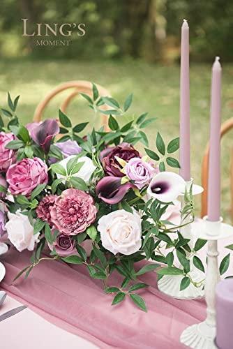 Ling’s Moment Artificial Rosa Banksiae Vine,7pcs Hanging Bushes Faux Rose Leaves