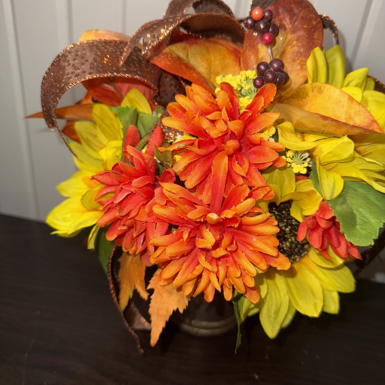 Fall Decor Table Piece Autumn Thanksgiving Artificial Floral Arrangement 12”