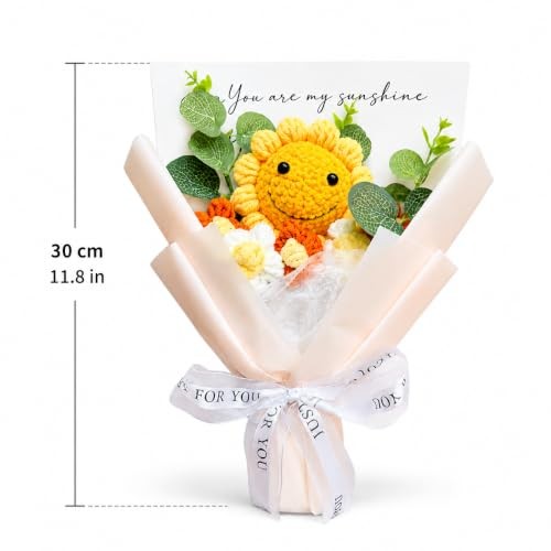 Crochet Sunflower Bouquet – “You are my sunshine” Artificial Flower Rose Gold