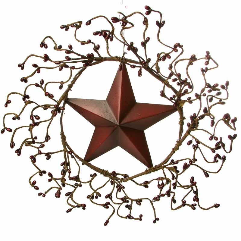 Set of 2 Burgundy Pip Berry and Barn Star 10″ Wreaths
