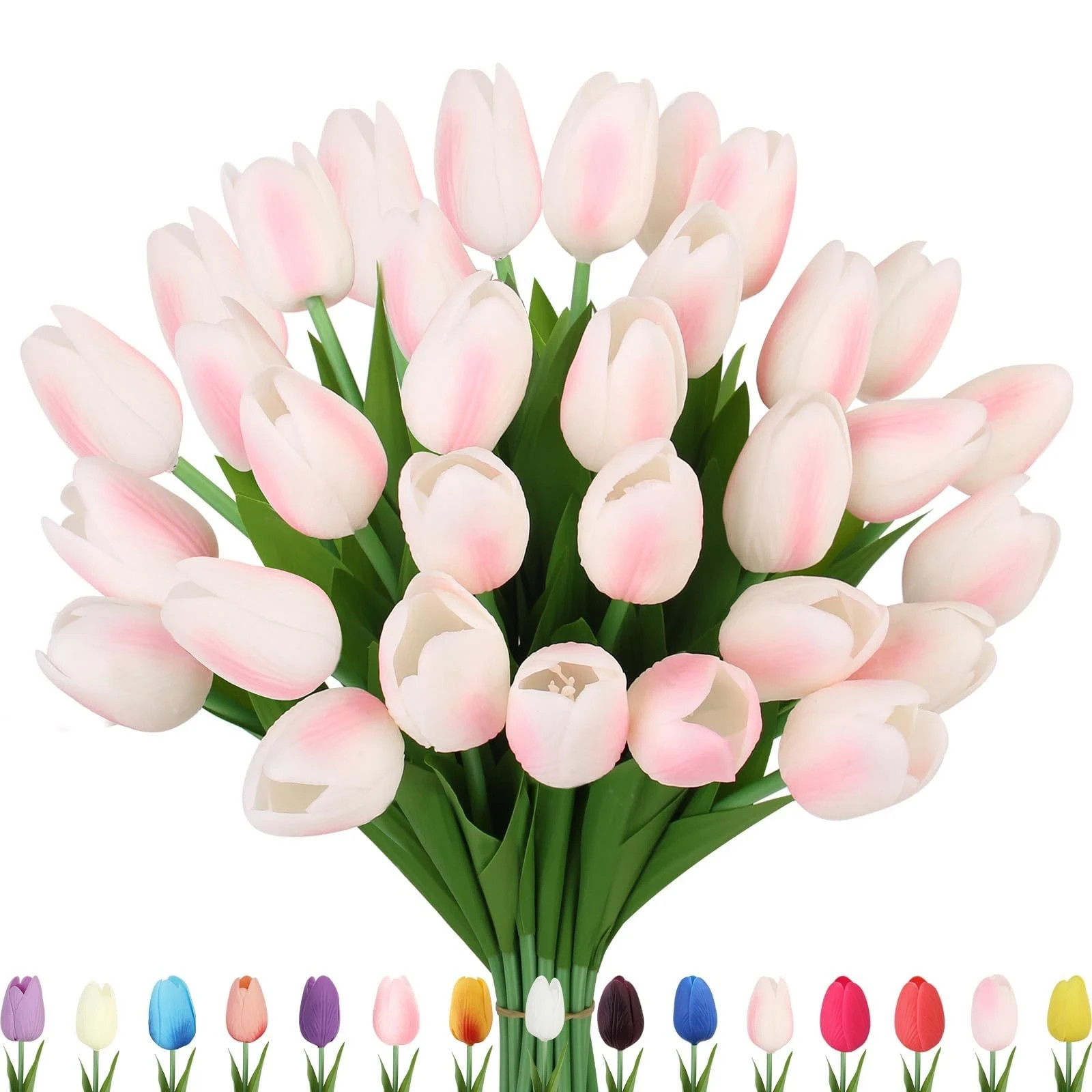 Artificial Tulips Flowers 30pcs 13.4″ Real Touch Faux Multicolor – Wedding Decor