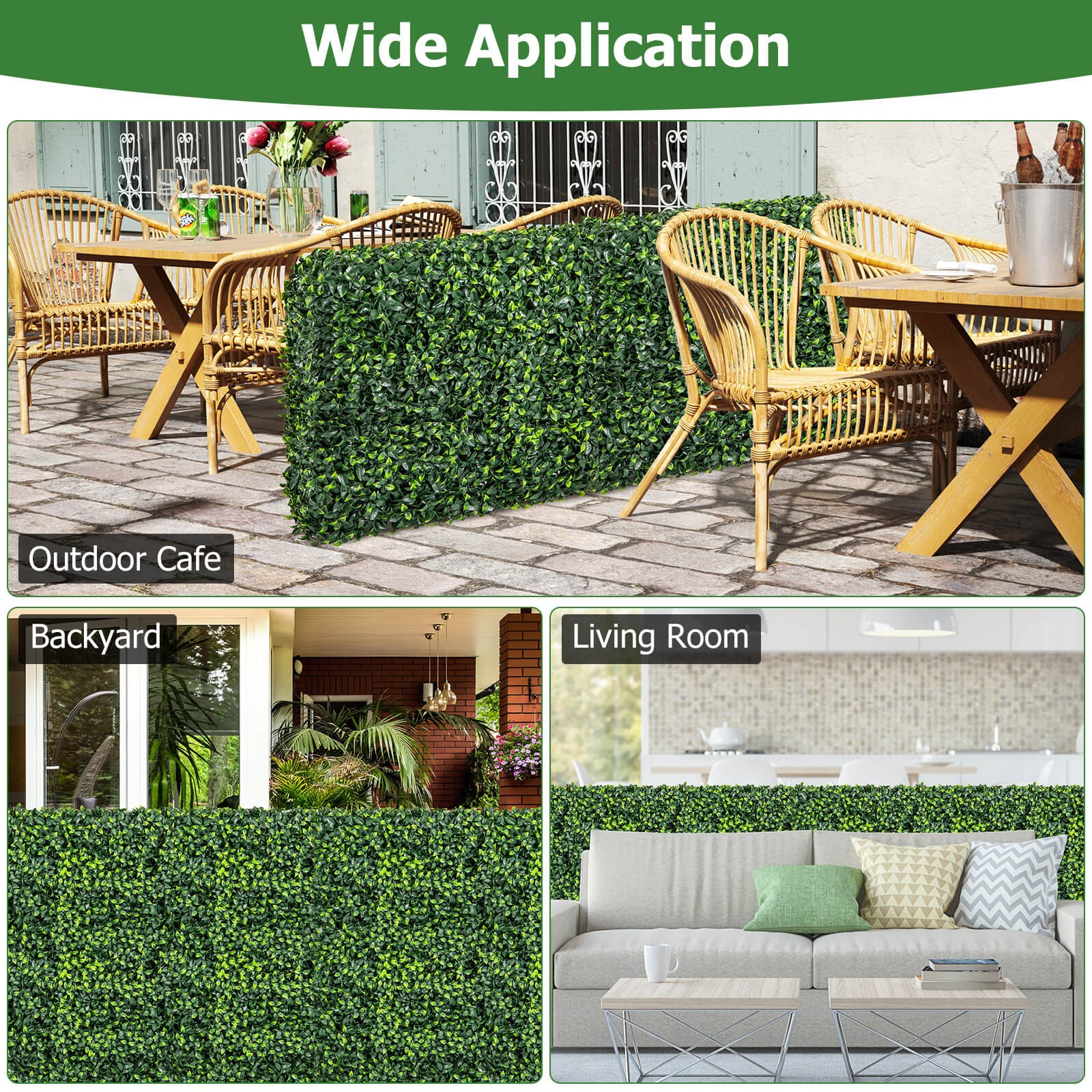 Artificial Plant Wall w/ Realistic PE Leaves Zip Ties Decoration 36″ x 15″ x 34″