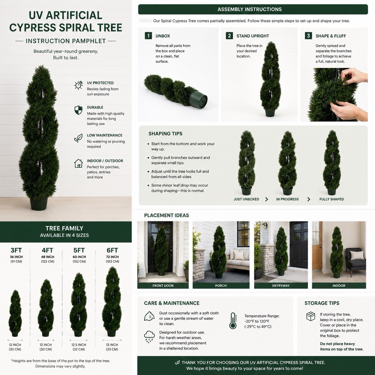 5’ Artificial Cedar Cypress Spiral Topiary Tree UV (Indoor/Outdoor).Retail $332