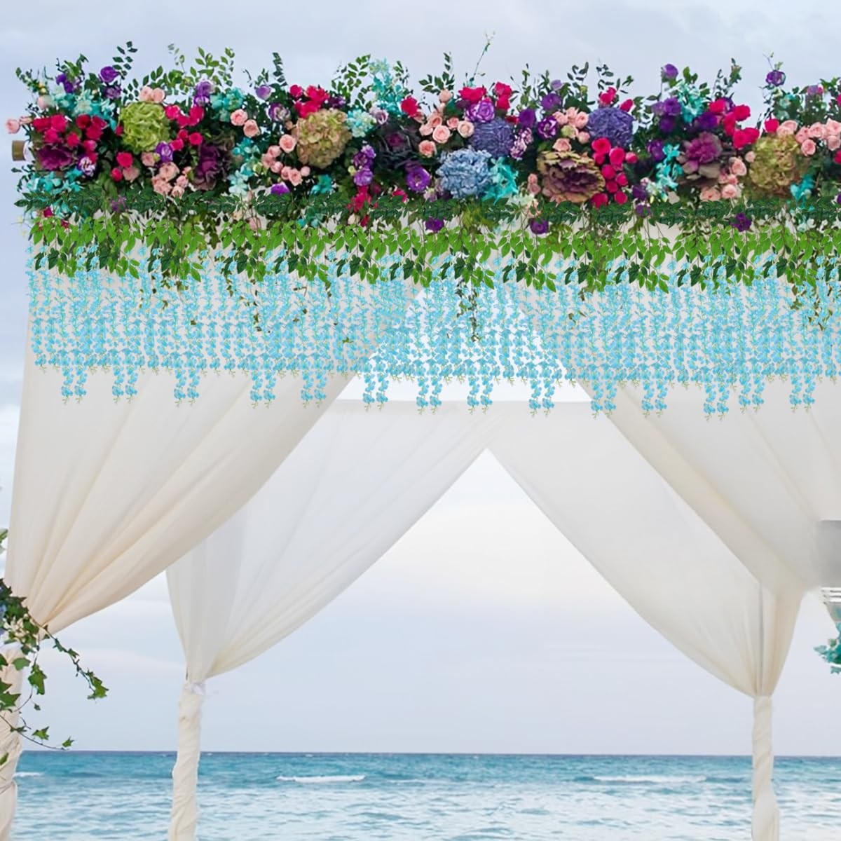 Artificial Wisteria Hanging Flowers Fake Wisteria Flower Garland Silk Vines R…