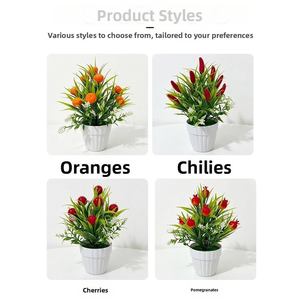 Artificial Potted Fruit Tree 20cm Tall for Tabletop Living Room Bedroom Decor