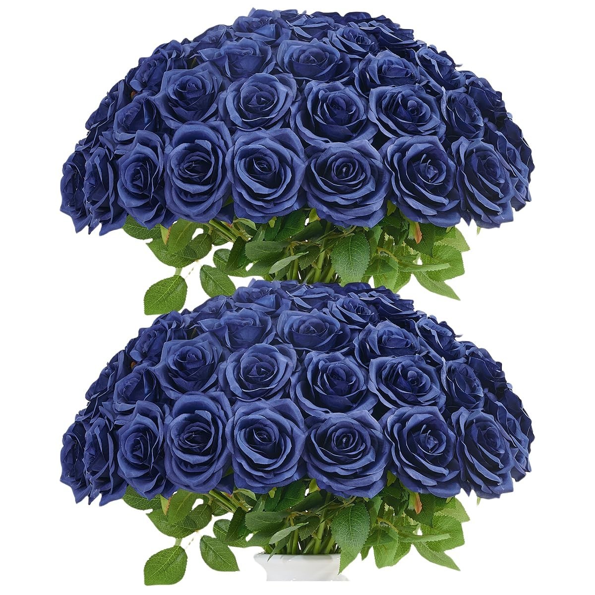 IUKnot 50pcs Navy Blue Roses Artificial Silk Flowers for Wedding Party Decor