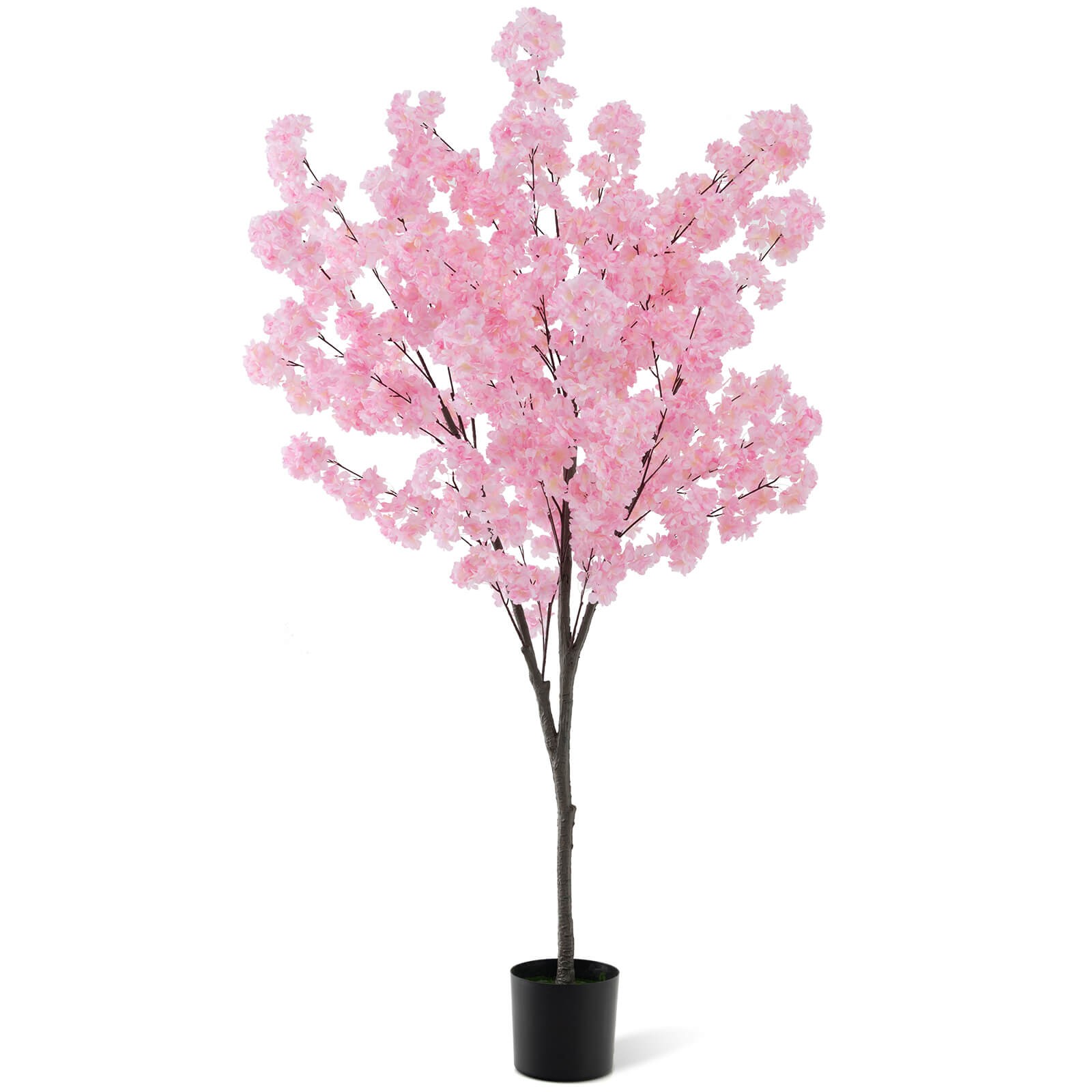 6.5 FT Tall Artificial Cherry Blossom Tree w/ 900 Pink Flowers Cement-filled